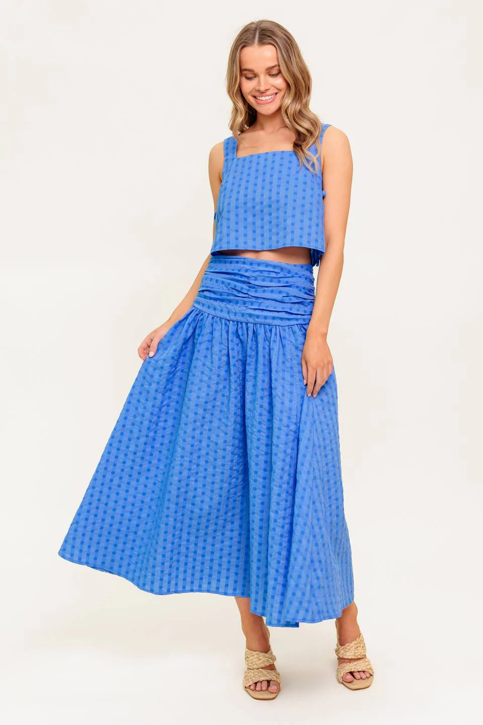 URBAN AFFAIR TOP SKIRT SET BLUE
