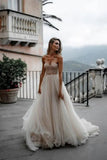 A Line Sweetheart Tulle Long Wedding Dresses