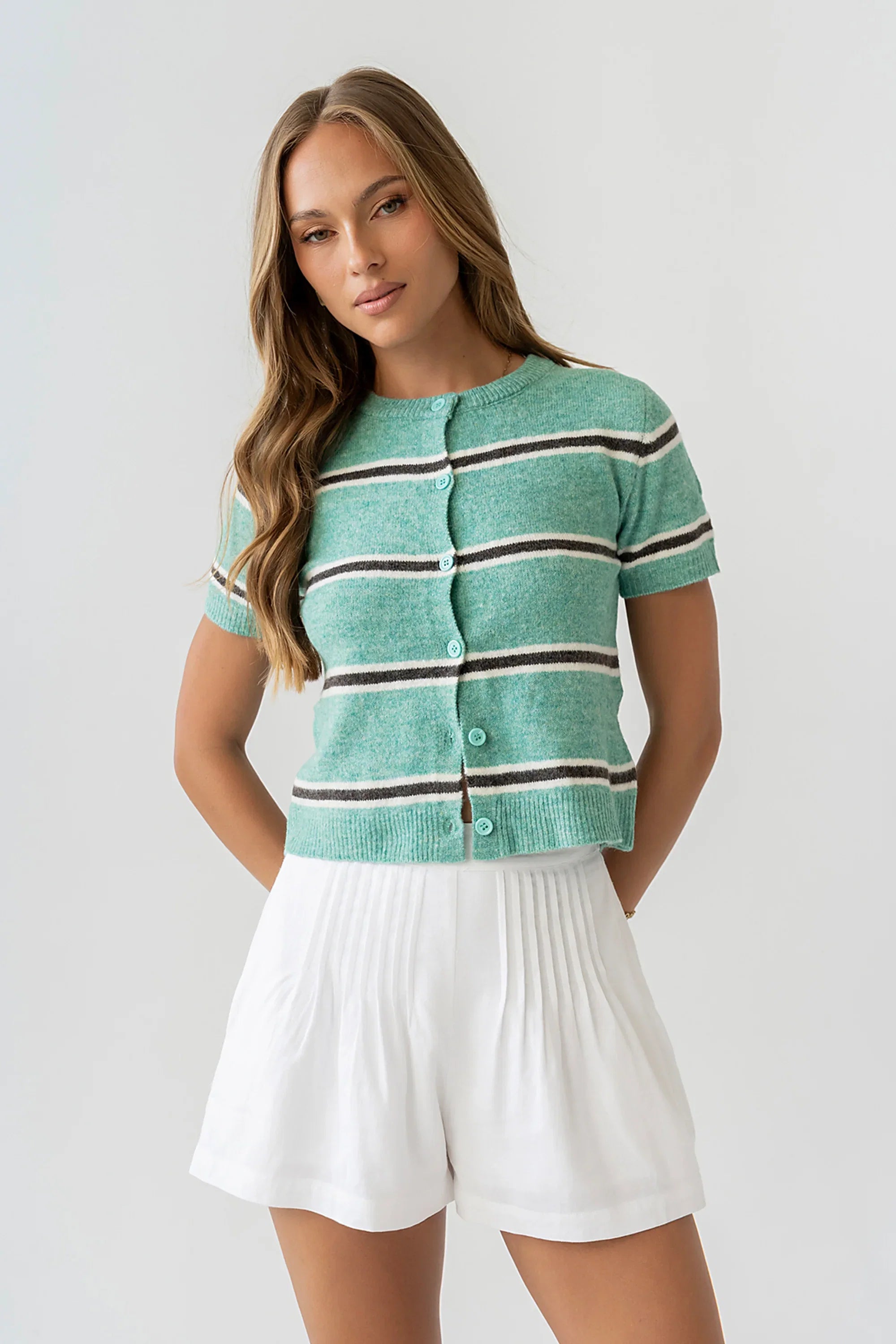 Jenny Pleated Shorts in Ivory