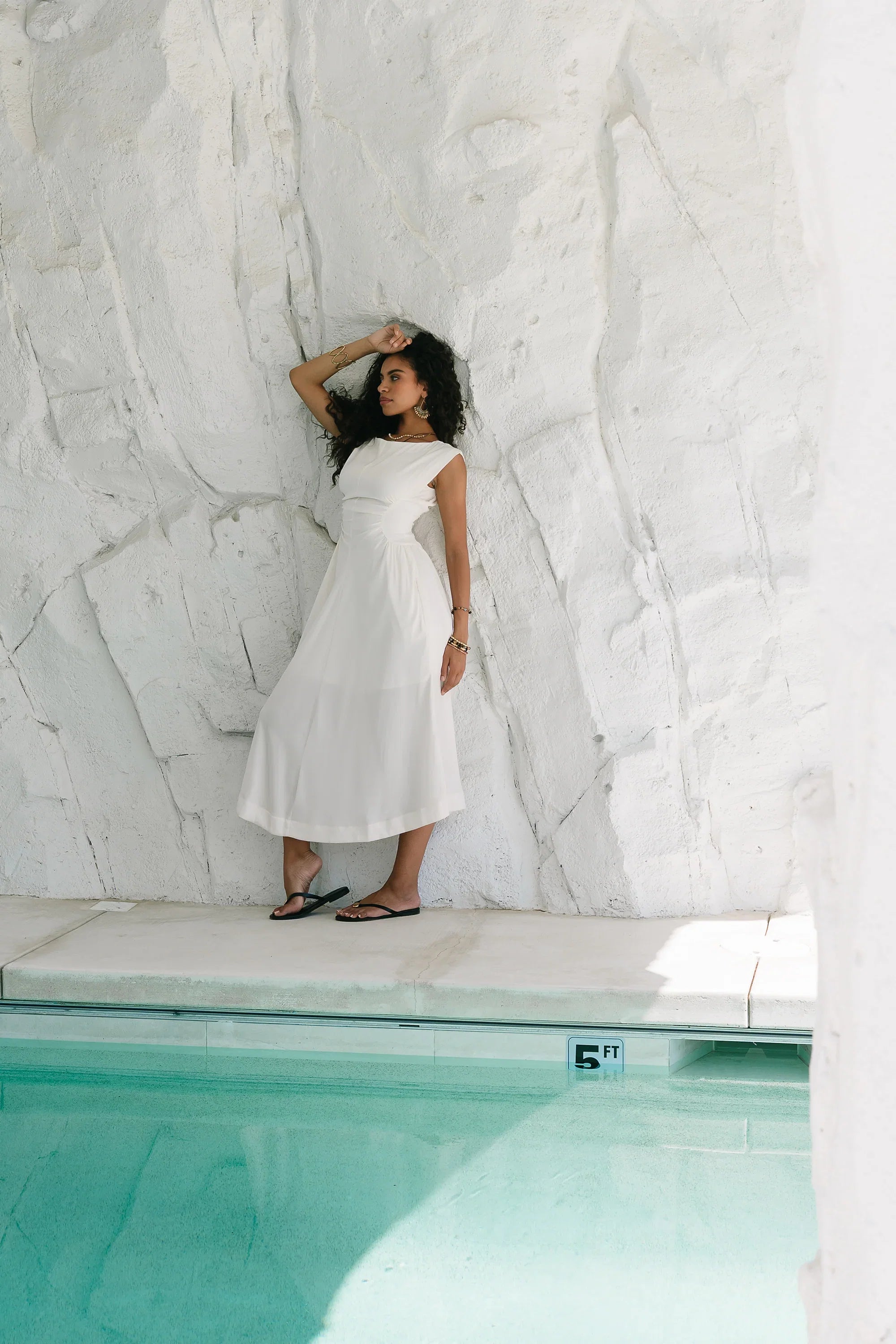 Nora Midi Dress in Ivory