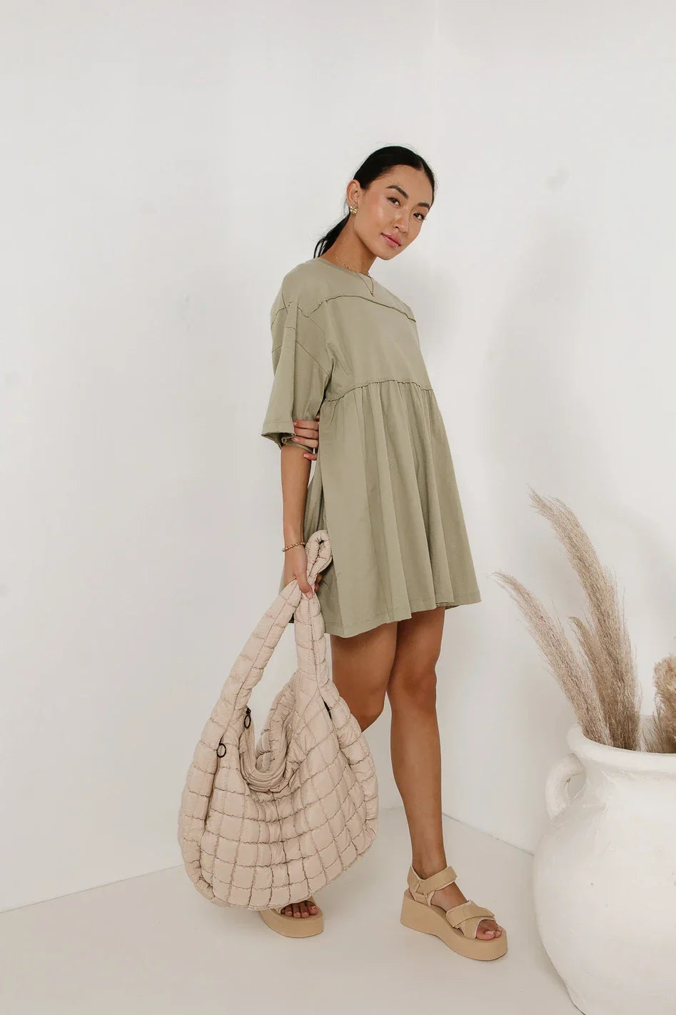 Lennox Mini Dress in Olive FINAL SALE