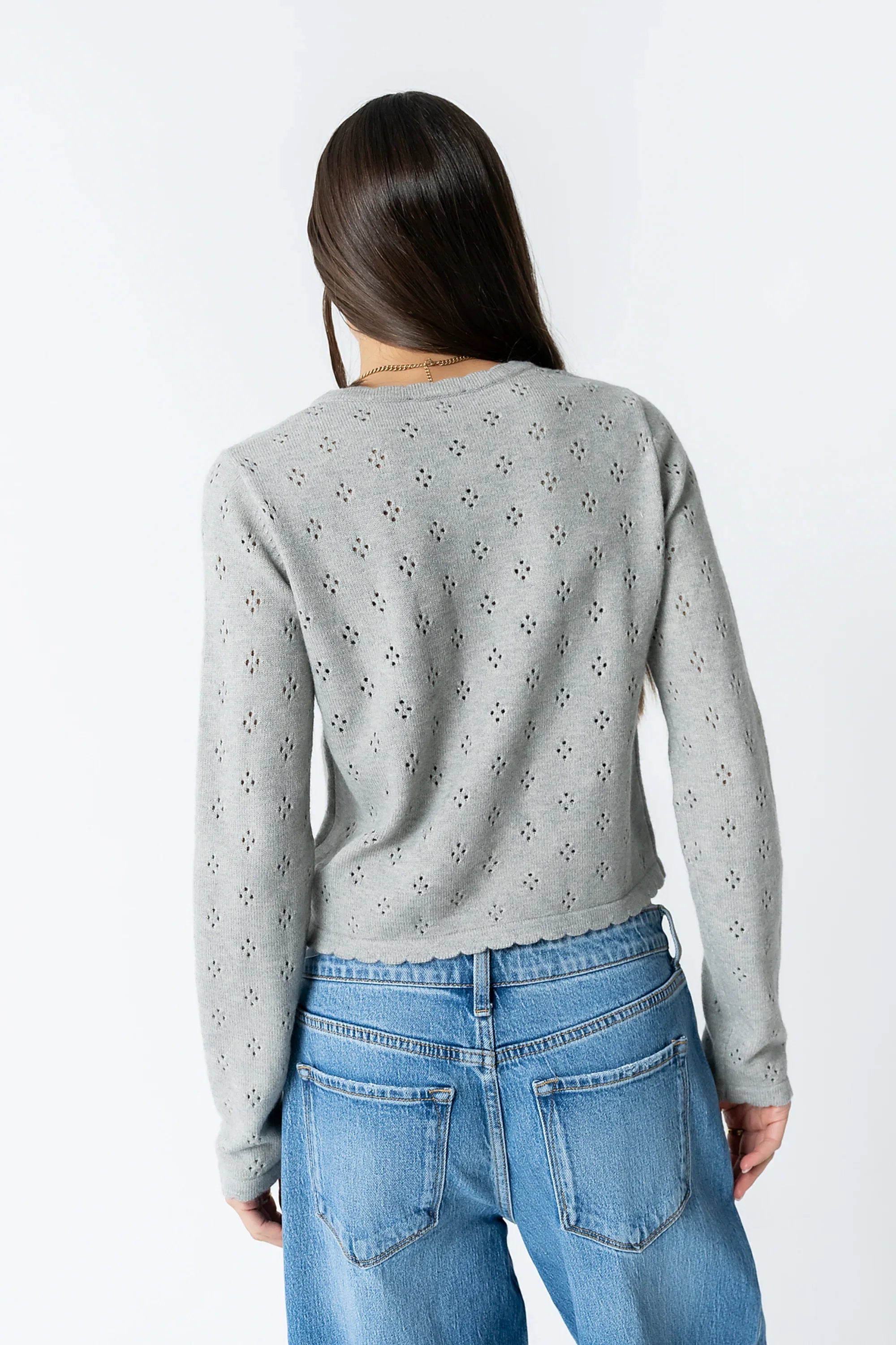 Kandy Scalloped Sweater in Grey