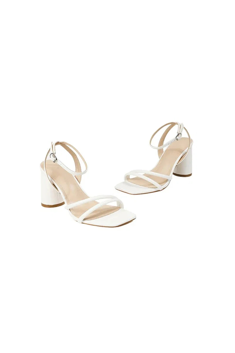 Metallic Strappy Block Heel Sandals