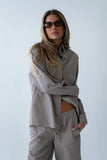 Hailey Striped Button Up in Beige