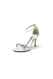 Simple Round Toe Rhinestone Stiletto Heels