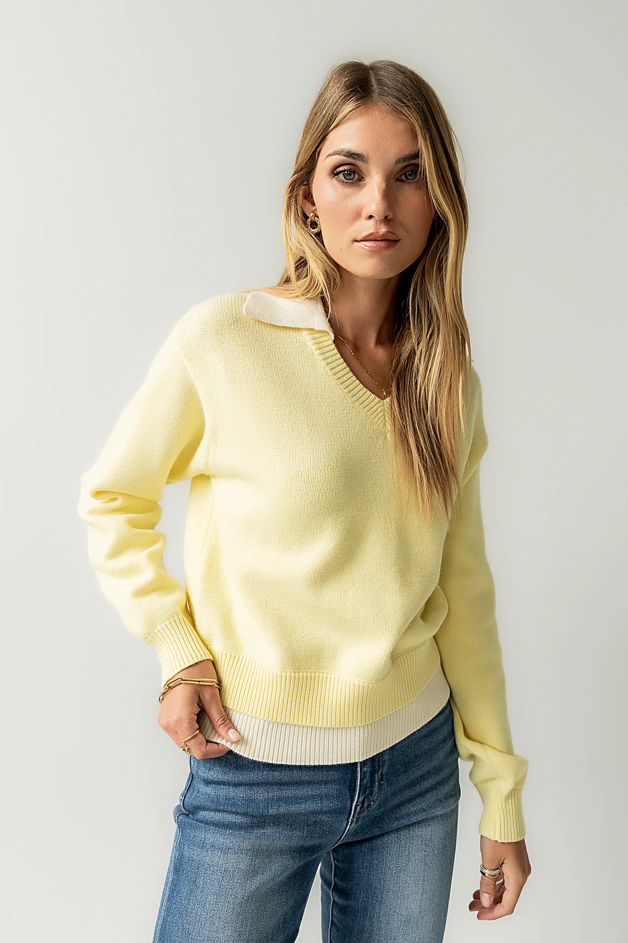 Pattie Collared Sweater in Yellow