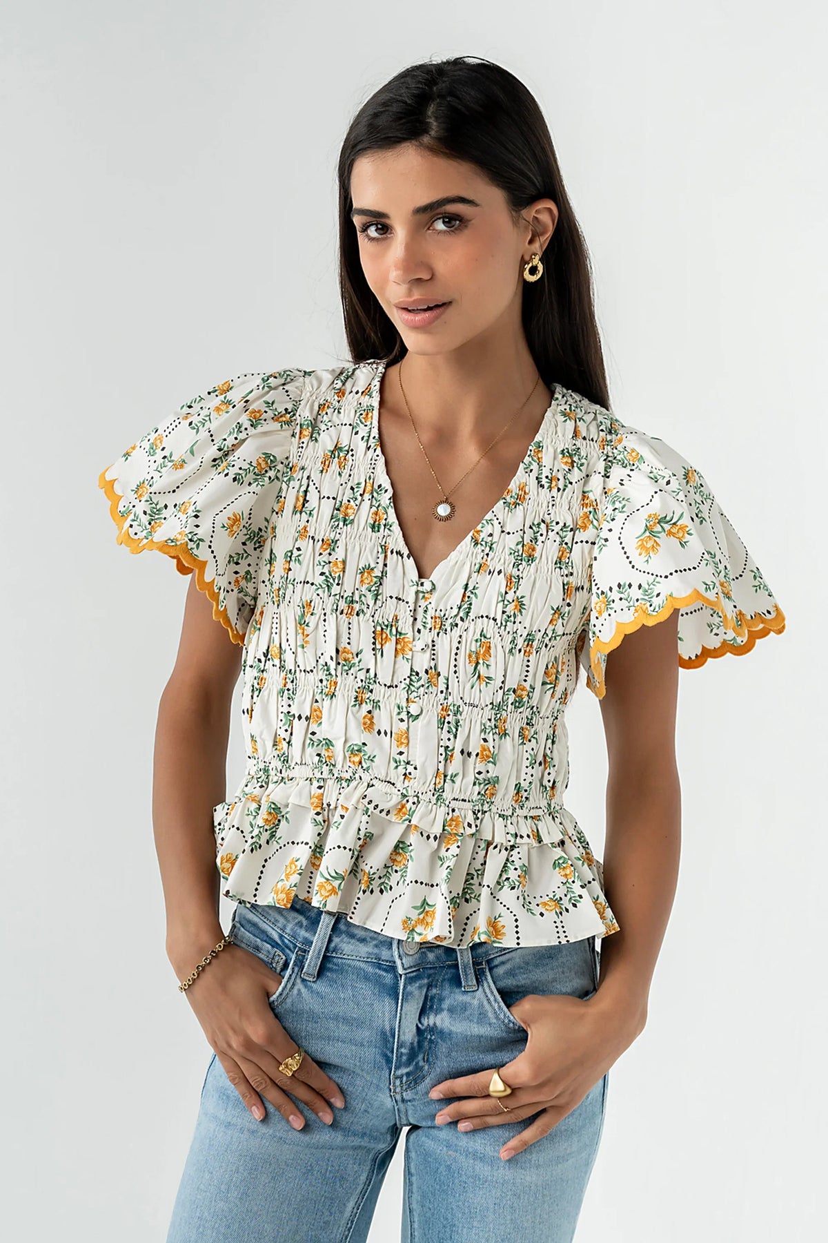 Rusty Smocked Blouse
