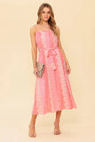TAILOR MADE LACE MIDI DRESS PEACH