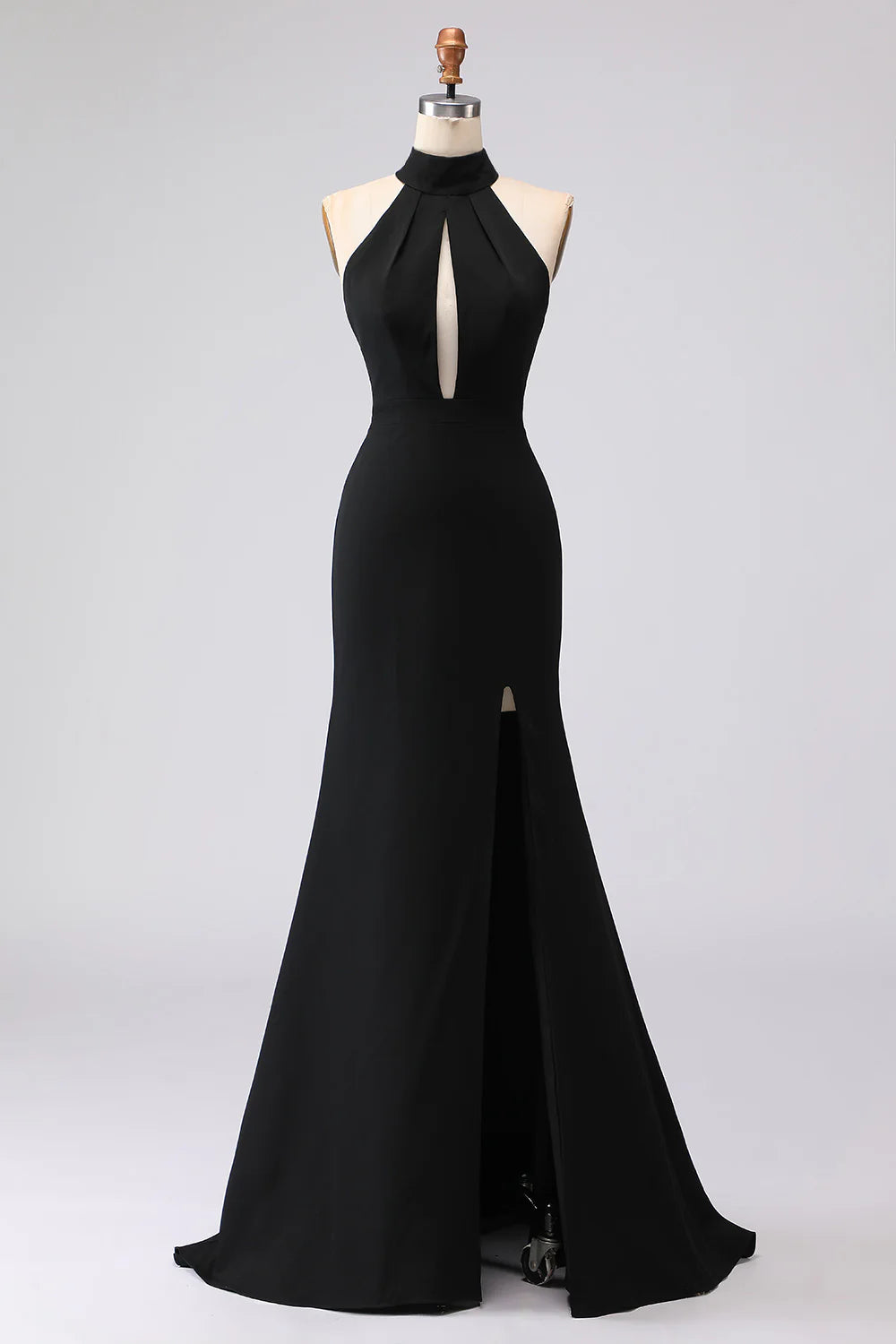 Black Halter Neck Mermaid Formal Dress