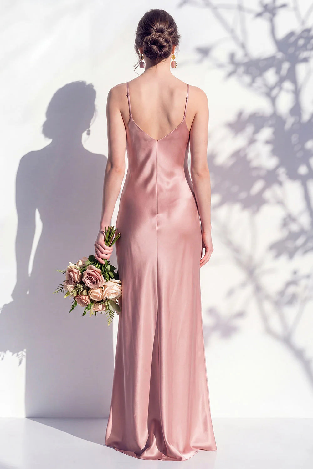 Satin Spaghetti Straps Sheath Sage Bridesmaid Dress