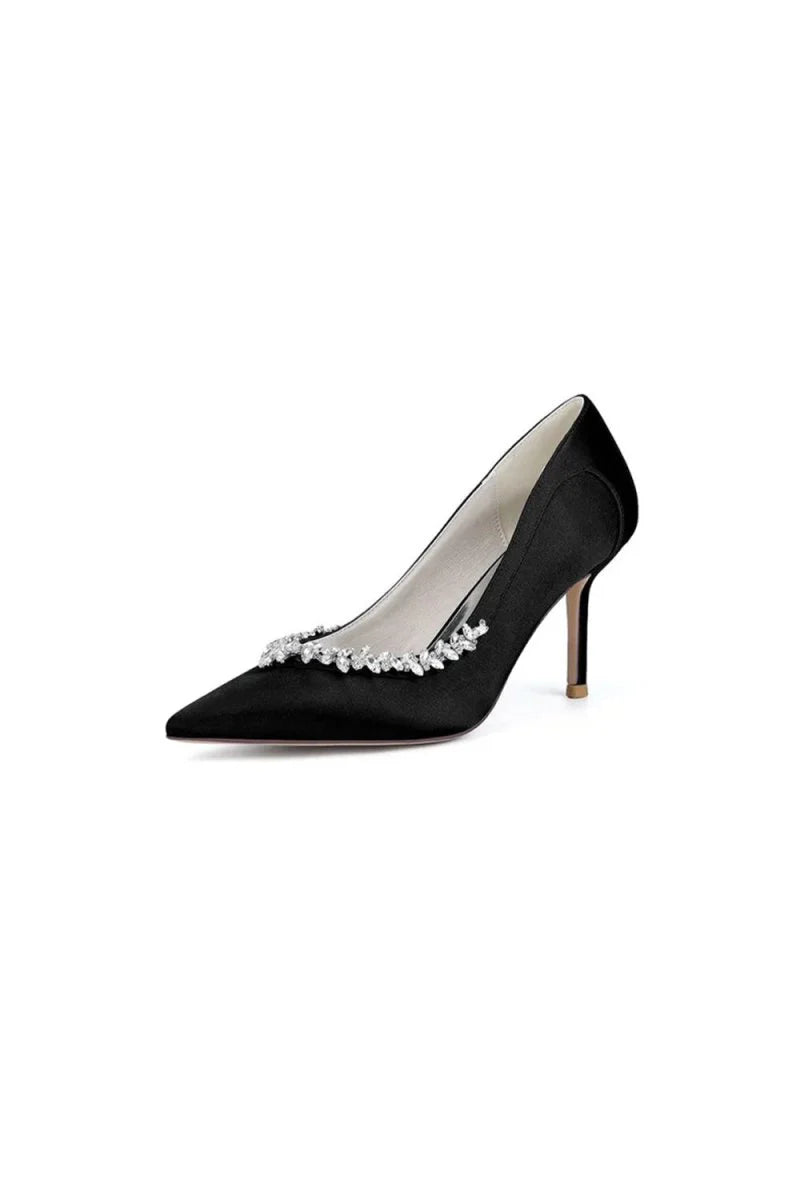 Burgundy High Heels with Crystal Embellishments