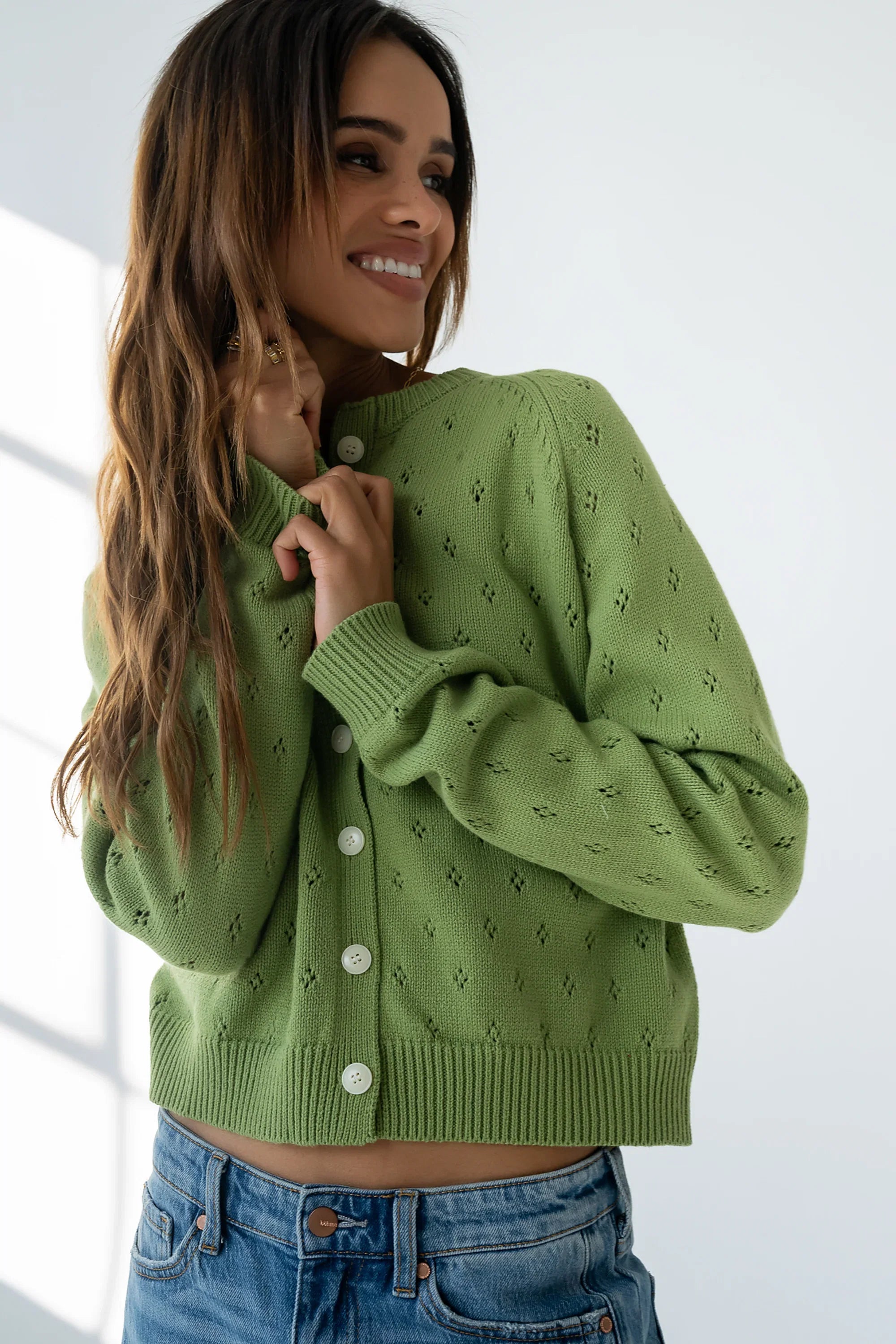 Kareena Knit Cardigan in Green