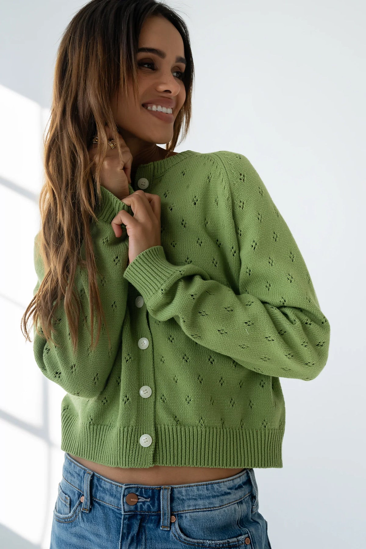 Kareena Knit Cardigan in Green