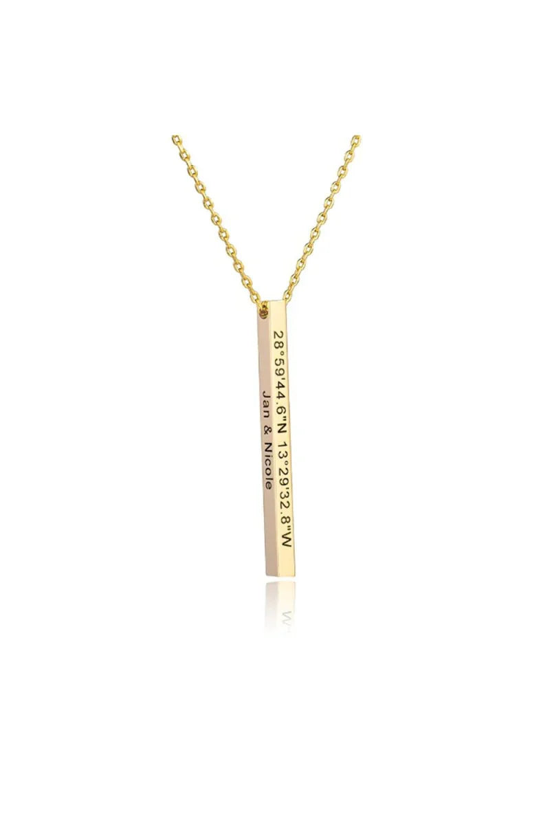 Personalized Gift 3D Bar Dimensional Pendant Necklaces