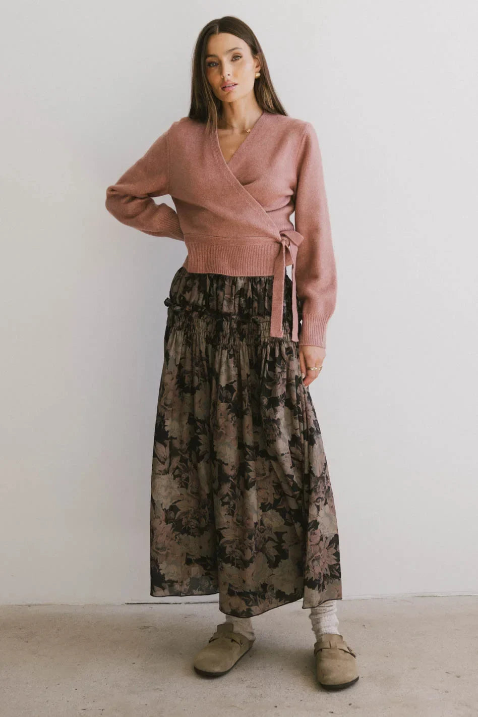 Addie Wrap Cardigan in Rose FINAL SALE