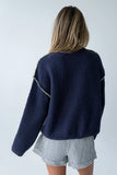 Mindi Contrast Sweater in Navy