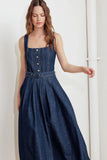 MOONLIGHT SERENADE DARK DENIM MIDI DRESS