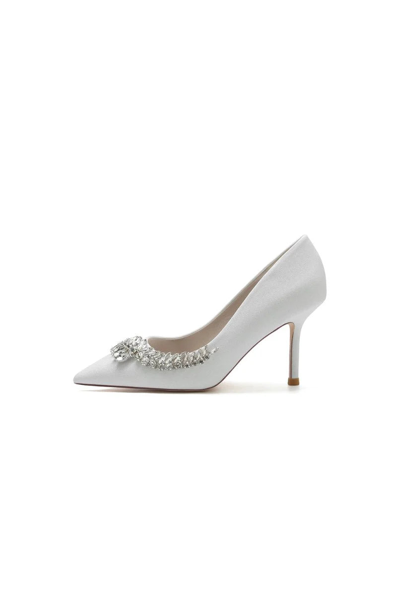 Glitter Pointed Toe Womens Wedding Shoes With Rhinestone
