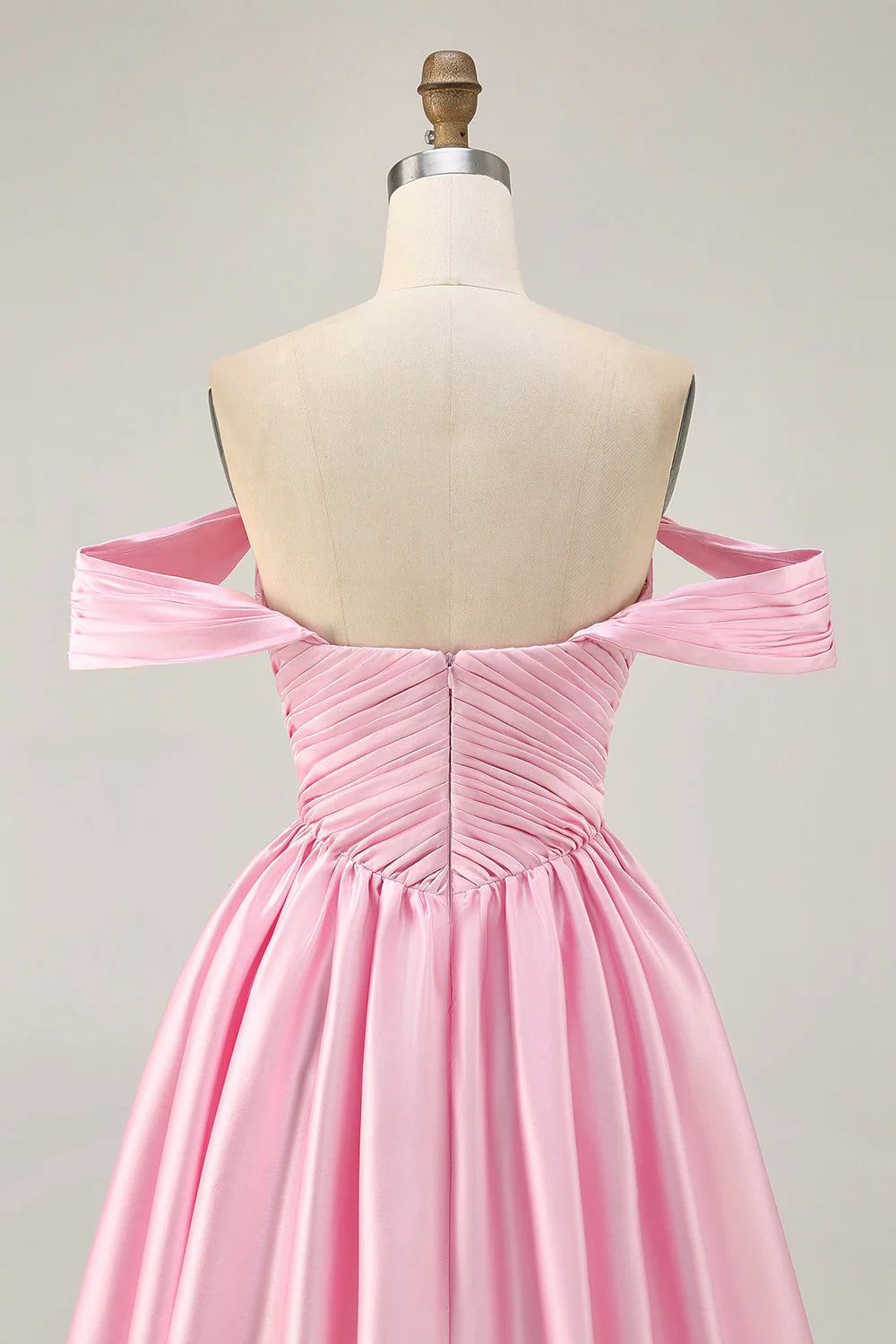 Pink A Line Off The Shoulder Ruched Short Homecoming Dress