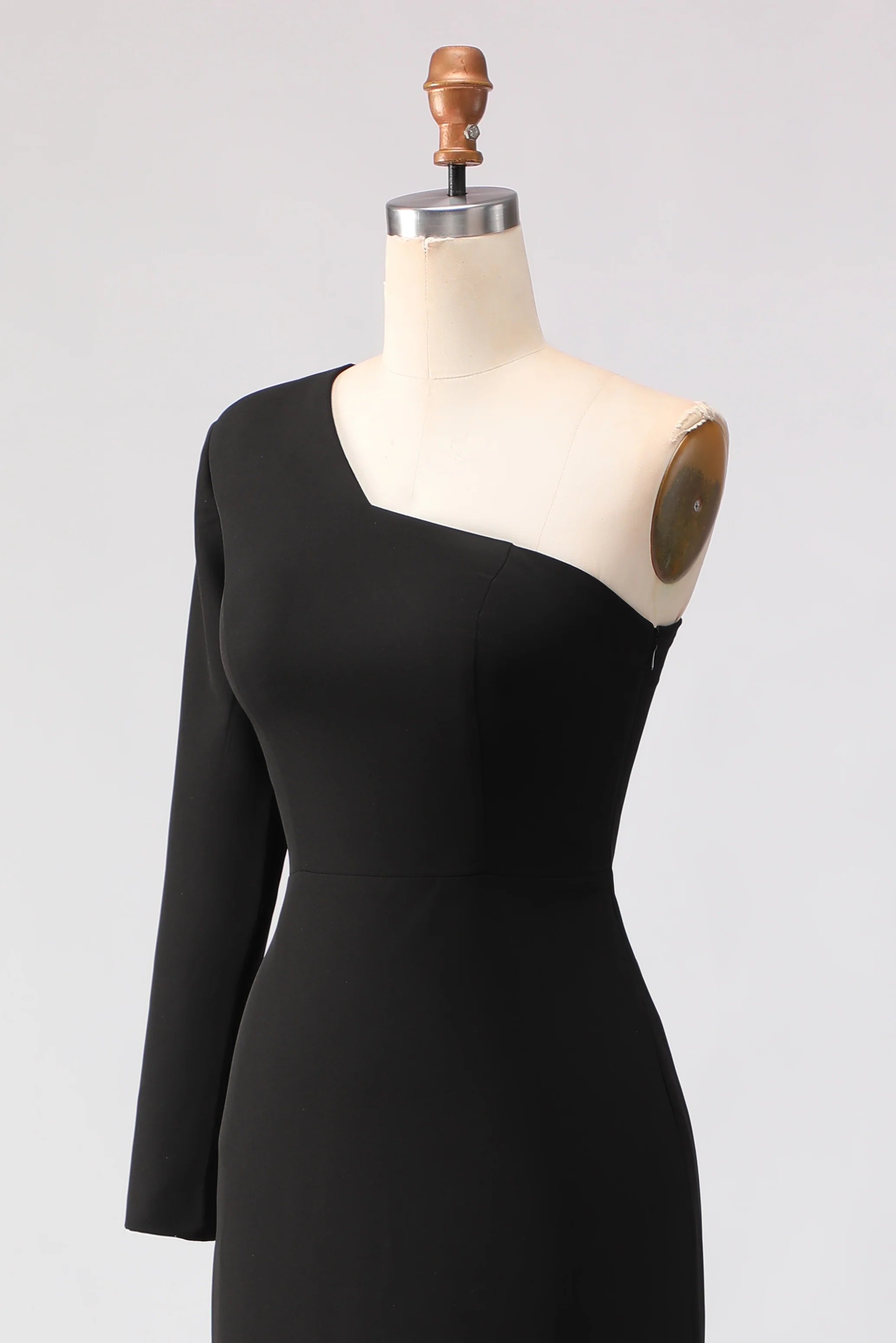 Black One Shoulder Mermaid Long Sleeve Mother of the Bride Dress with Slit