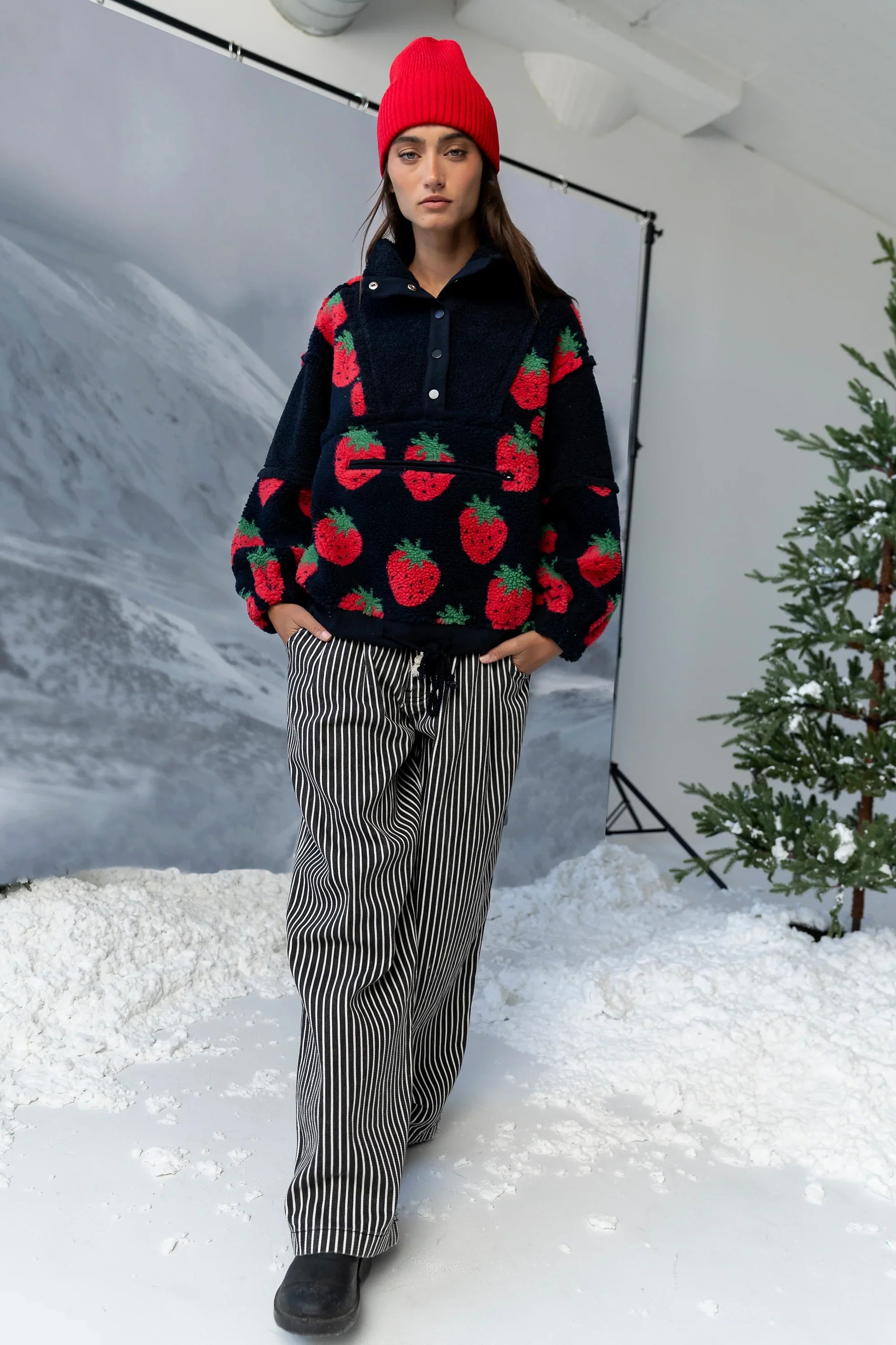 Maria Oversized Sherpa Jacket in Navy FINAL SALE