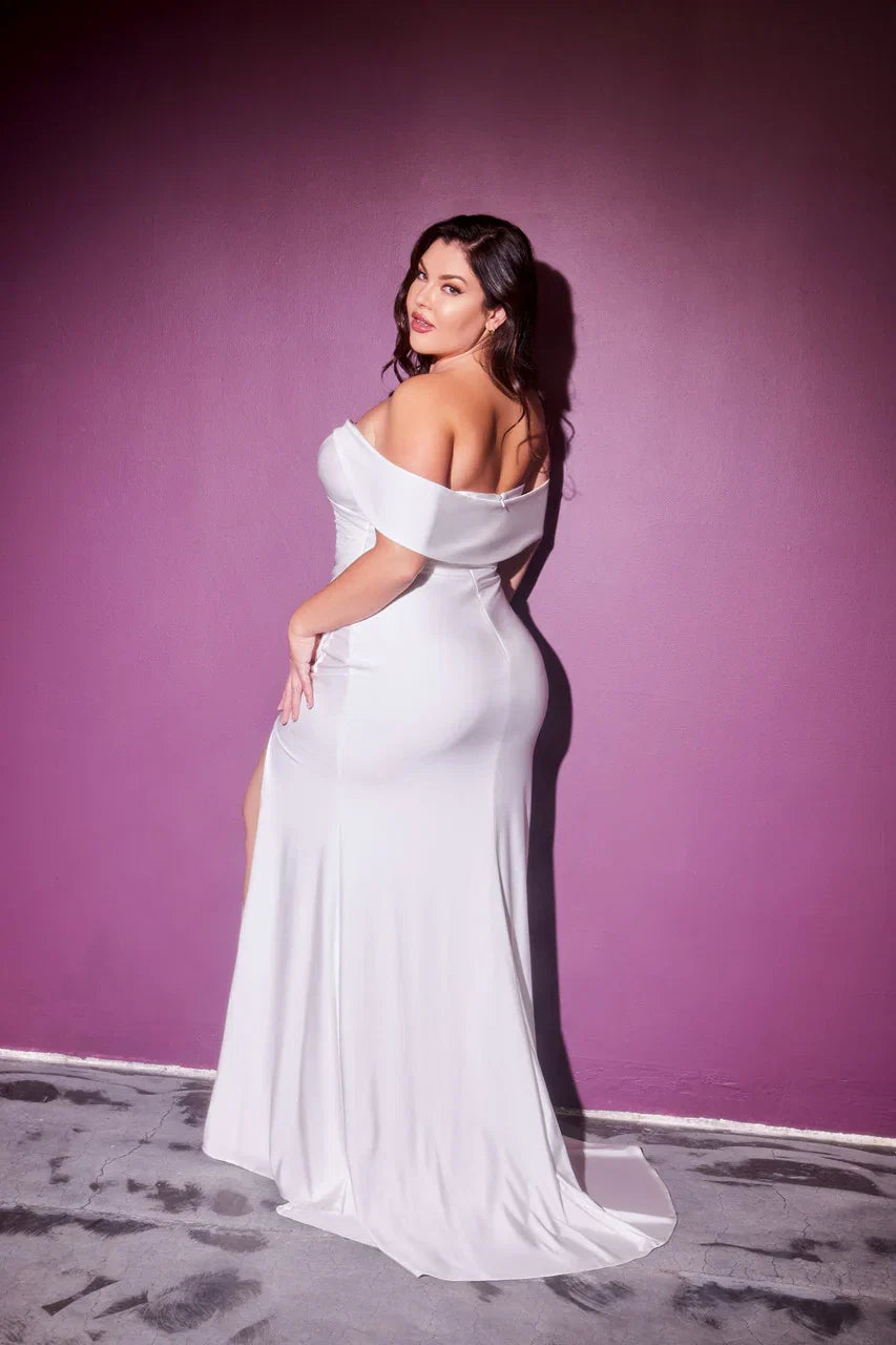 Freya Gown OFF WHITE OFF THE SHOULDER STRETCH SPANDEX DRESS