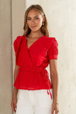 Holly Textured Blouse in Red FINAL SALE