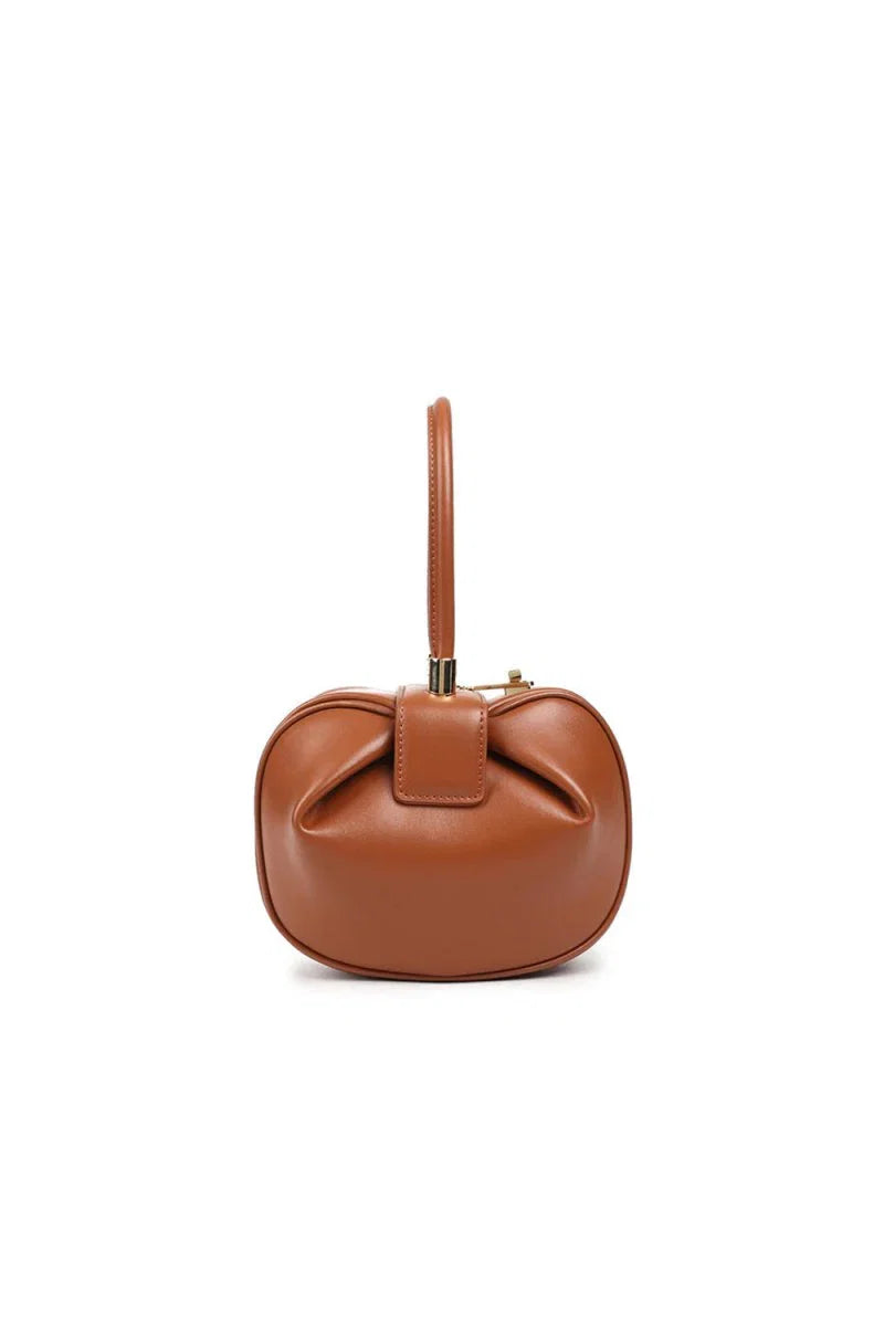 Womens Knotted Cherry Top Handle Clutch in Genuine Leather