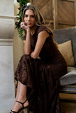 Kameron Lace Maxi Dress in Brown
