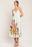 POETIC BLOOM IVORY FLORAL MIDI DRESS