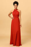 Rust Red Convertible Long Chiffon Bridesmaid Dress