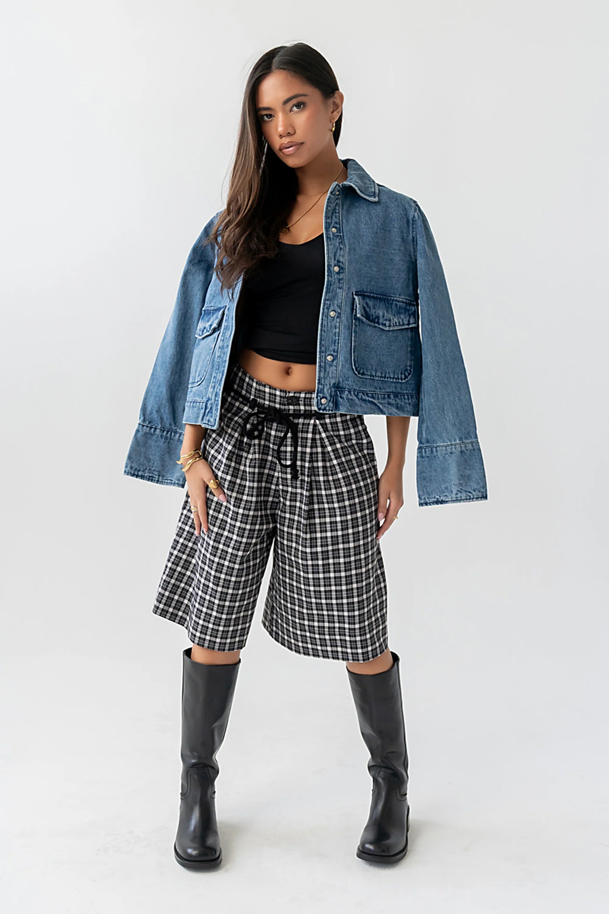Wrenna Plaid Bermuda Shorts