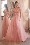 Marisol Gown Pearl Beaded Glitter Tulle Ball Gown