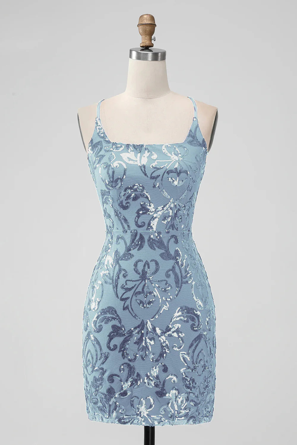 Royal Blue Bodycon Sequins Short Homecoming Dress with Lace up Back
