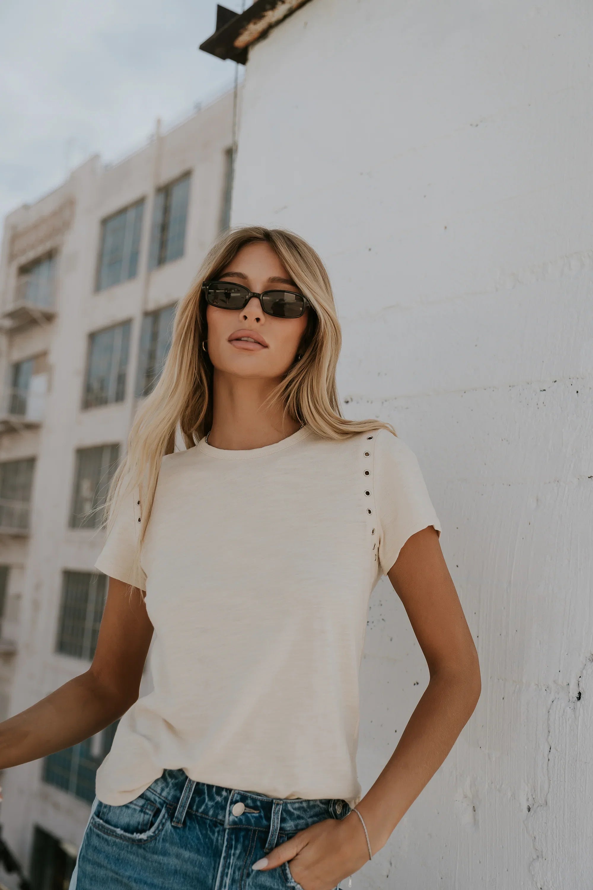 Genesis Grommet Top in Bone