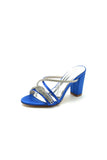 Open Toe Block Heels with Rhinestone