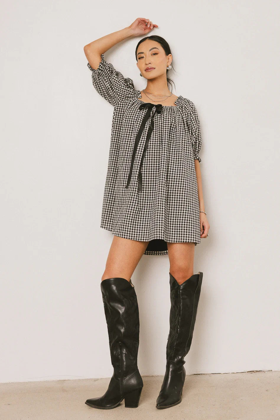 Cody Gingham Mini Dress in Black FINAL SALE