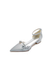 Rhinestone Pointed Toe Kitten Heels With Bow