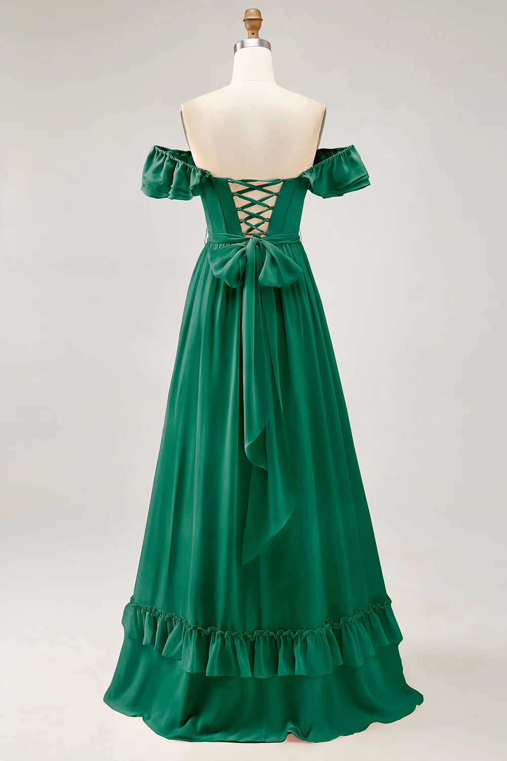 Royal Blue A line Off The Shoulder Chiffon Long Bridesmaid Dress with Slit