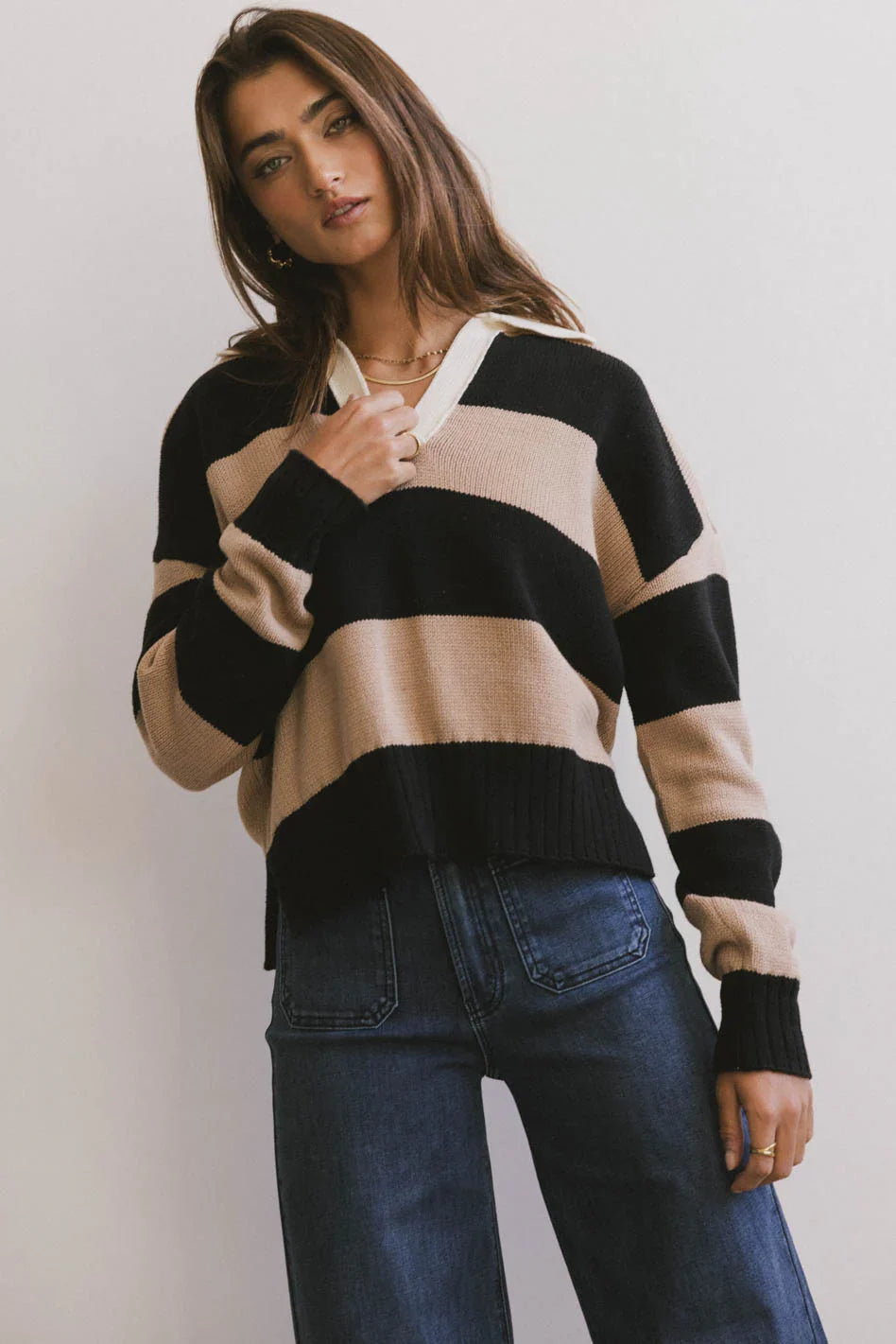 Akari Striped Sweater in Camel FINAL SALE