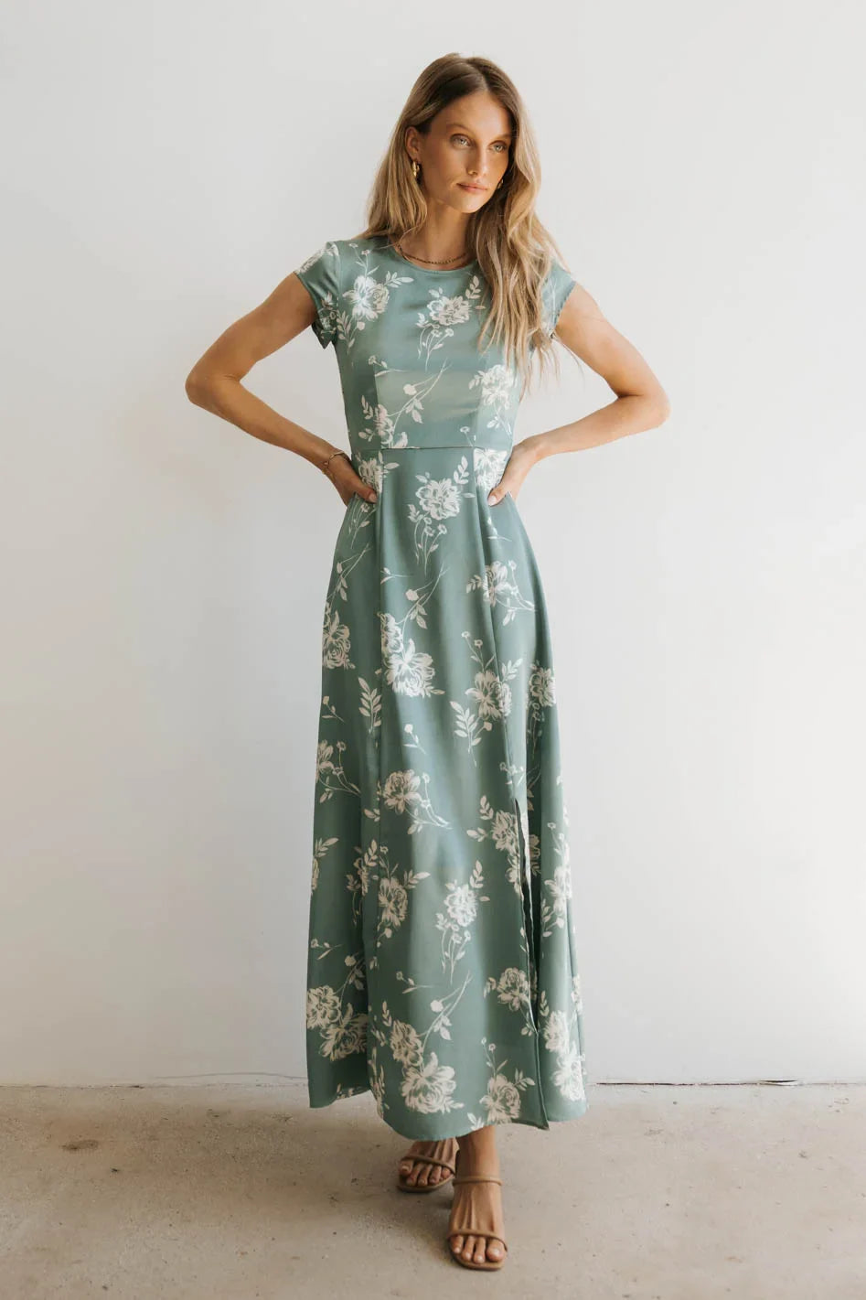 Daniella Floral Dress in Sage FINAL SALE