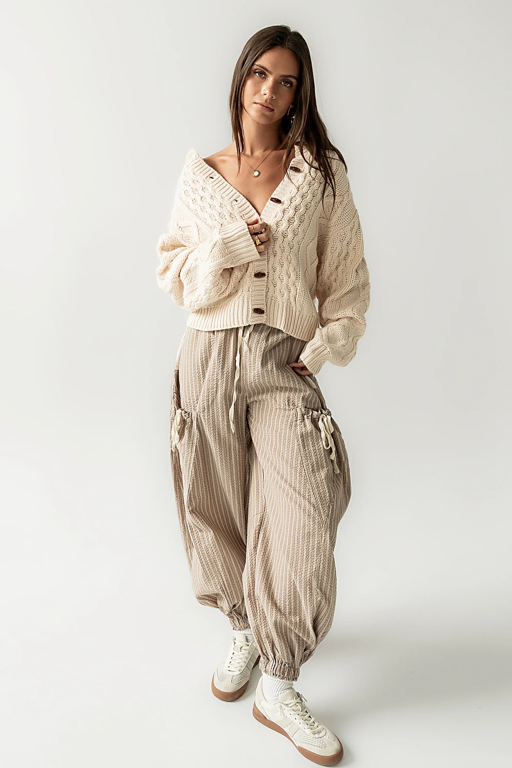 Emory Striped Baggy Pants in Mocha FINAL SALE