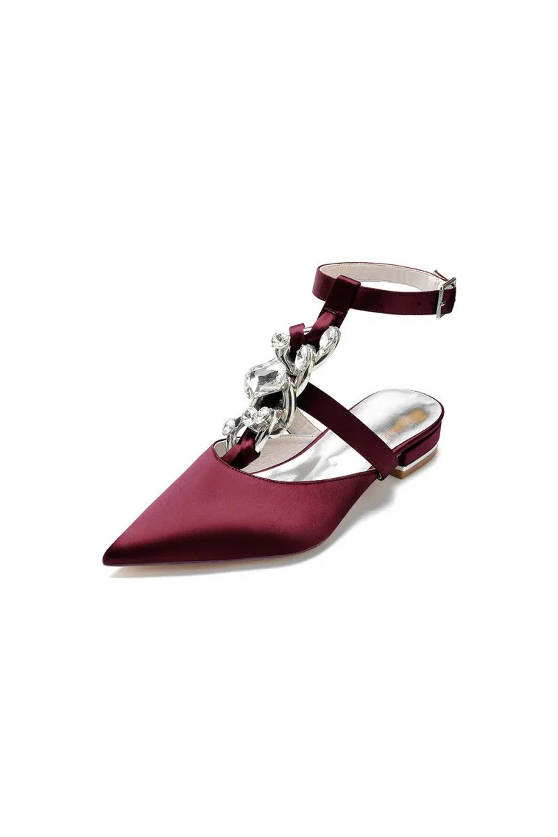 Crystal Chain Pointed Toe Flats