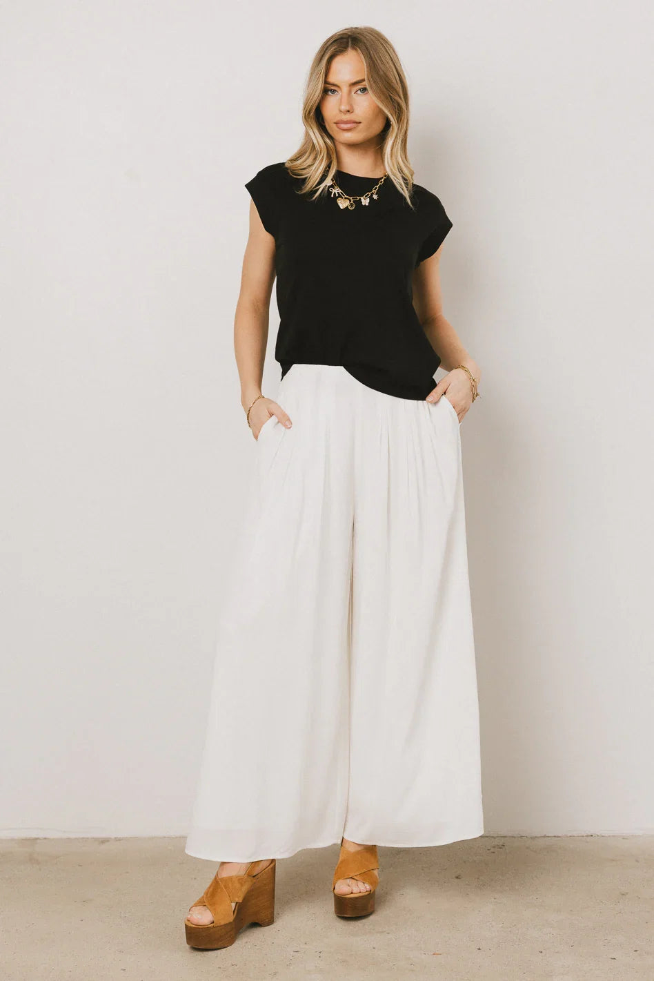 Kiaan Baggy Pants in White FINAL SALE
