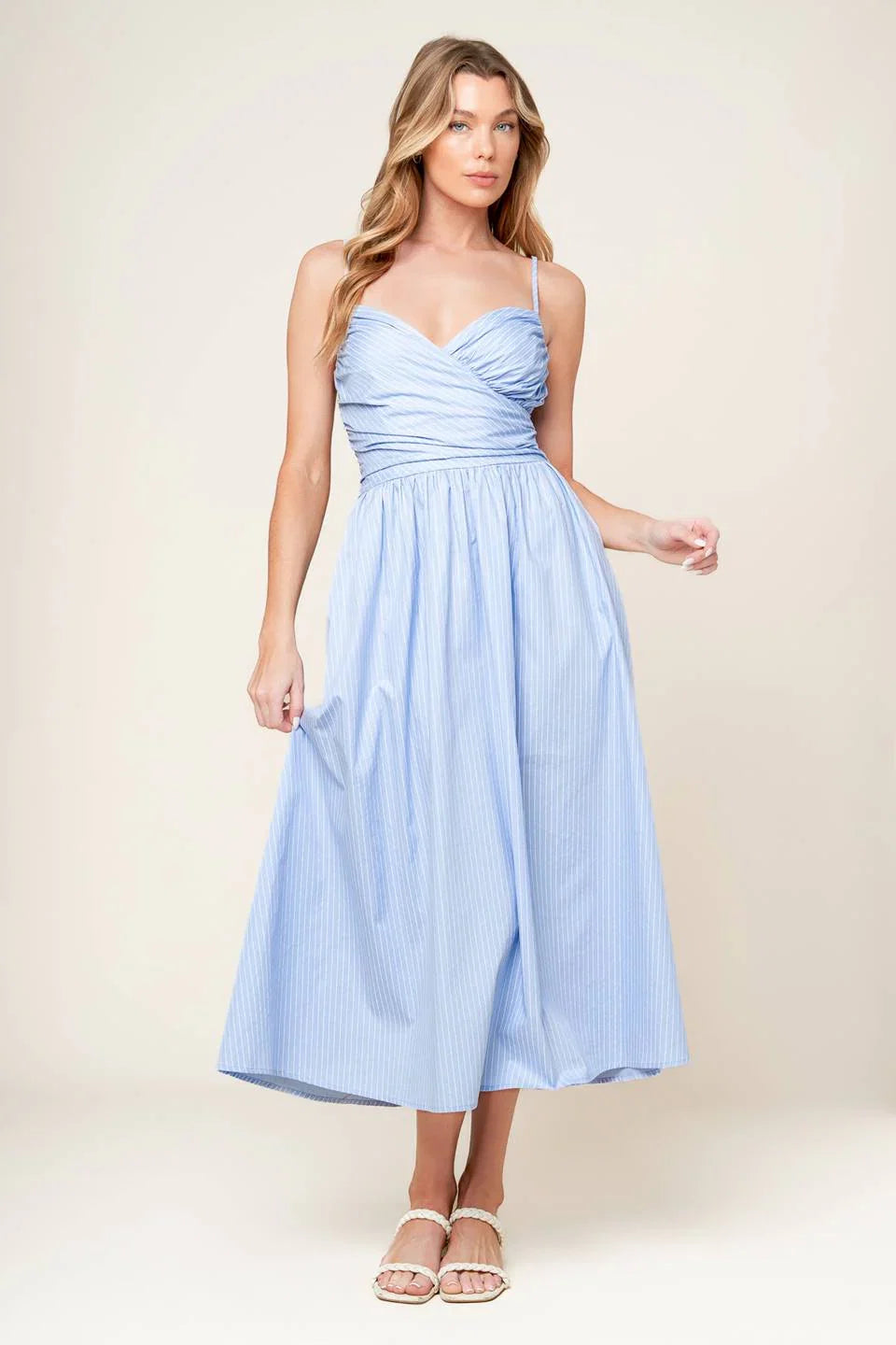 SUMMER INVITE PASTEL BLUE MIDI DRESS