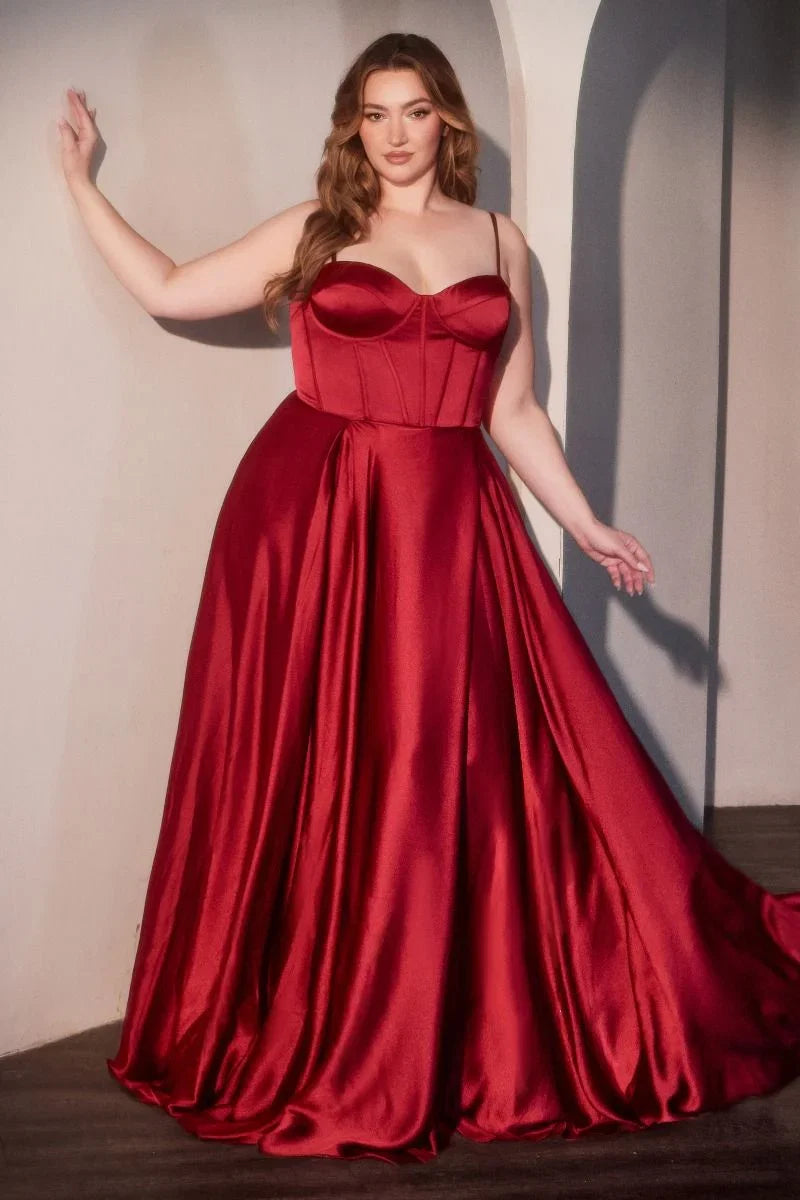 SELMA GOWN A LINE LUXE SATIN BUSTIER DRESS