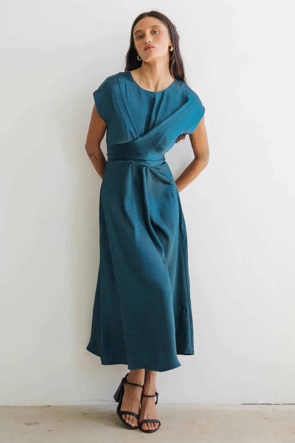 Rosalind Midi Dress in Teal FINAL SALE