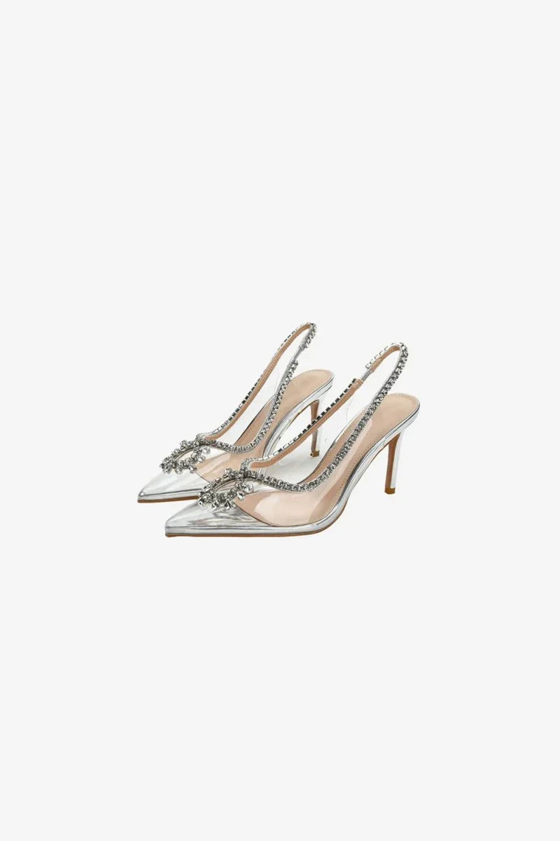 Rhinestone Pink Pointed Toe Stiletto Sandals