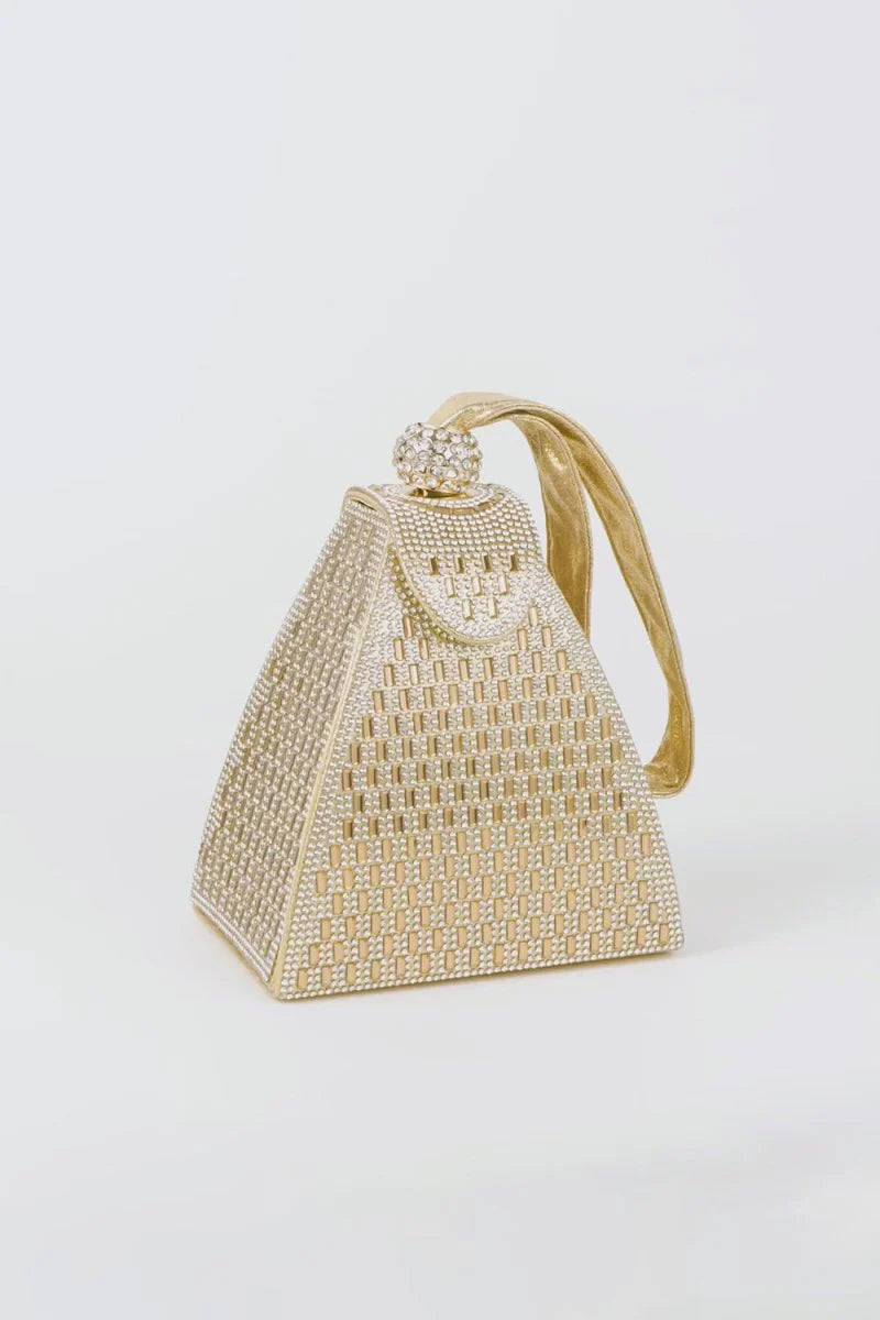 Crystal Gold Pyramid Handbag