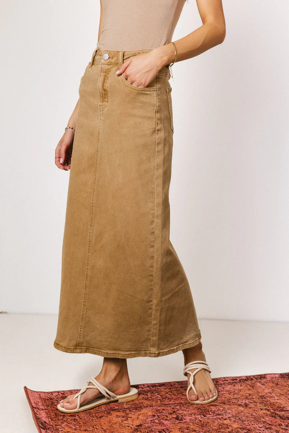 Harley Denim Midi Skirt in Mocha FINAL SALE